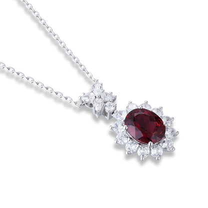 Pirmiana Fashion 5.165ct Natural Garnet Necklace S925 Silver Jewelry Engagement Gift Women