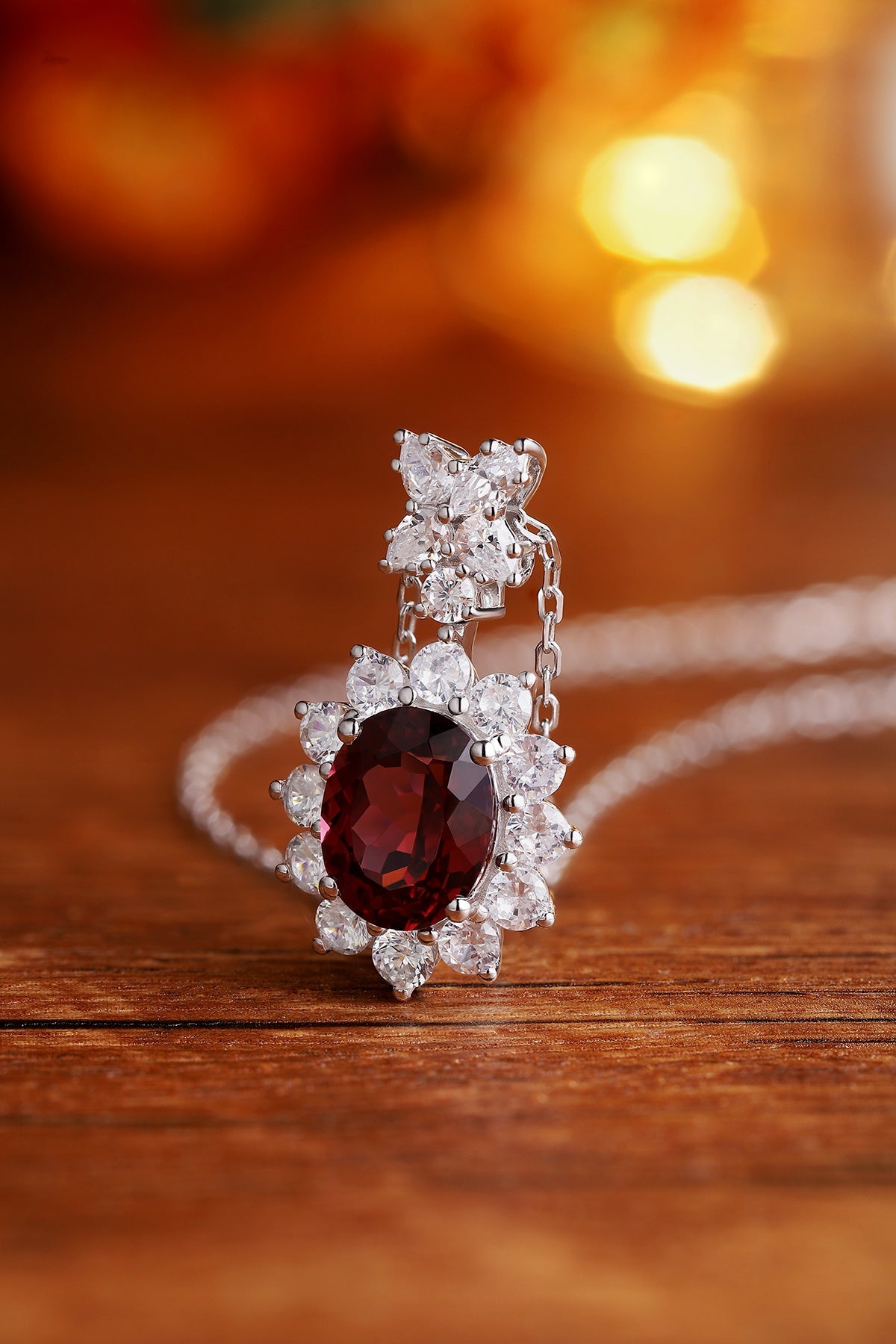 Pirmiana Fashion 5.165ct Natural Garnet Necklace S925 Silver Jewelry Engagement Gift Women