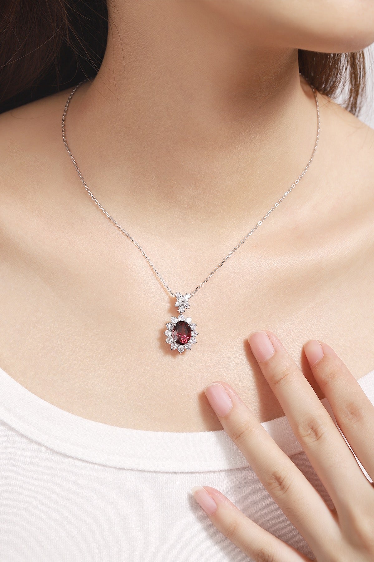 Pirmiana Fashion 5.165ct Natural Garnet Necklace S925 Silver Jewelry Engagement Gift Women