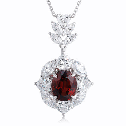 Pirmiana Fashion 3.62ct Natural Garnet Necklace S925 Silver Jewelry Engagement Gift Women