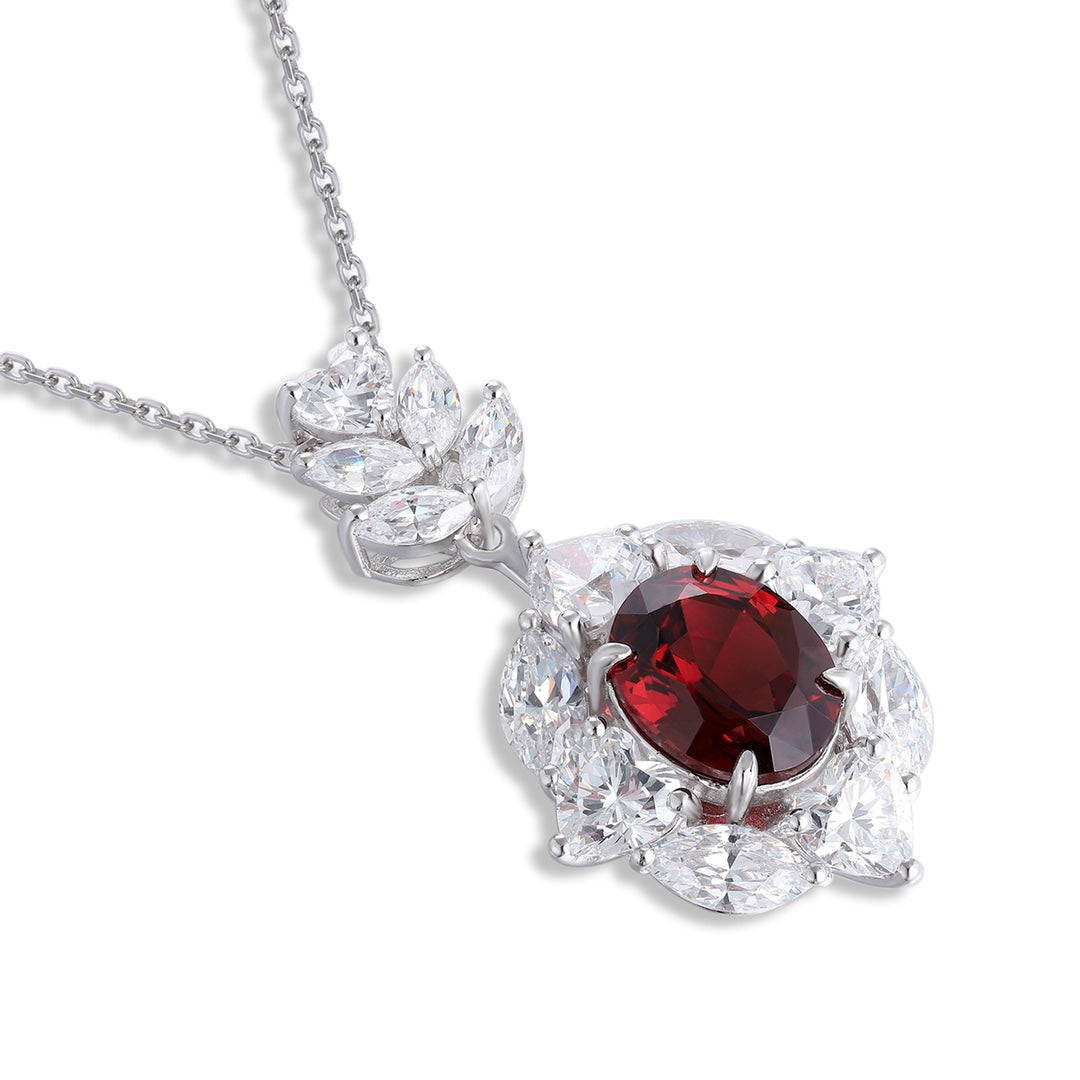 Pirmiana Fashion 3.62ct Natural Garnet Necklace S925 Silver Jewelry Engagement Gift Women