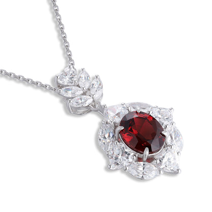 Pirmiana Fashion 3.62ct Natural Garnet Necklace S925 Silver Jewelry Engagement Gift Women