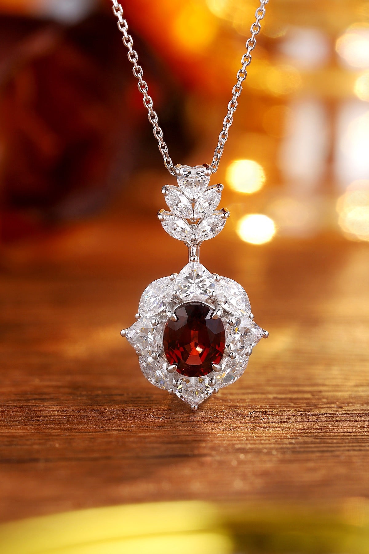 Pirmiana Fashion 3.62ct Natural Garnet Necklace S925 Silver Jewelry Engagement Gift Women