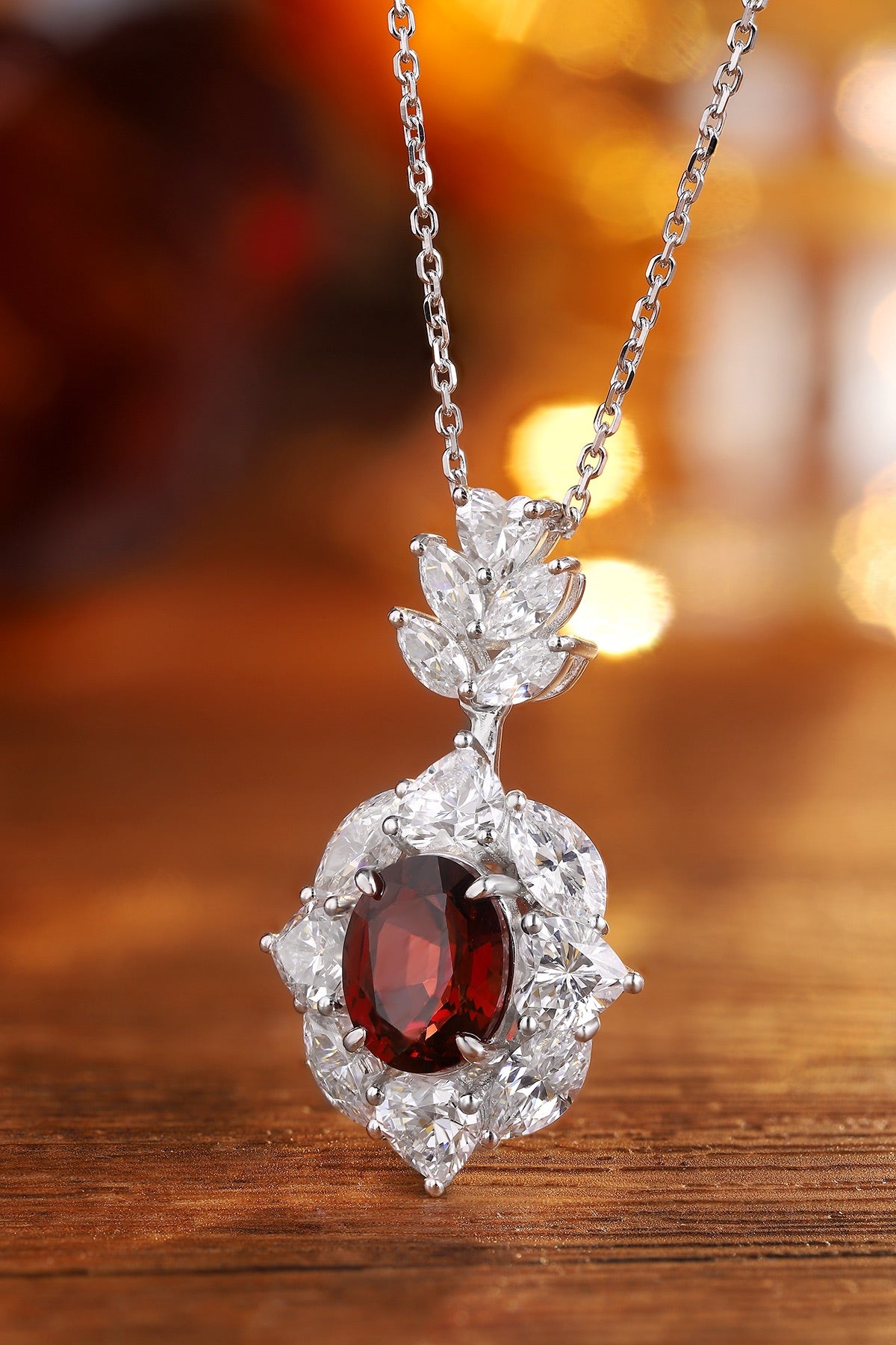 Pirmiana Fashion 3.62ct Natural Garnet Necklace S925 Silver Jewelry Engagement Gift Women