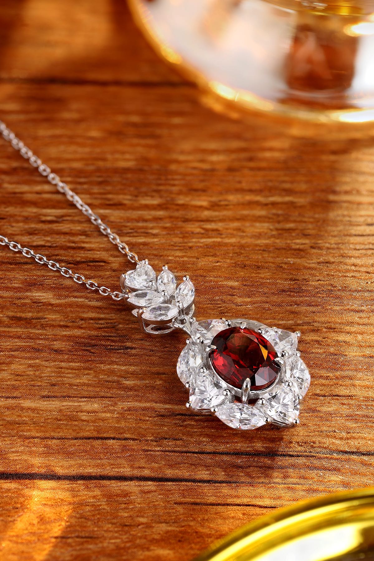 Pirmiana Fashion 3.62ct Natural Garnet Necklace S925 Silver Jewelry Engagement Gift Women