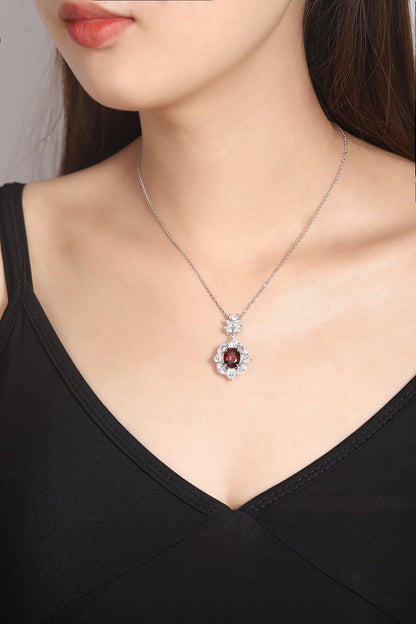 Pirmiana Fashion 3.62ct Natural Garnet Necklace S925 Silver Jewelry Engagement Gift Women