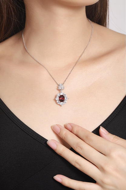 Pirmiana Fashion 3.62ct Natural Garnet Necklace S925 Silver Jewelry Engagement Gift Women