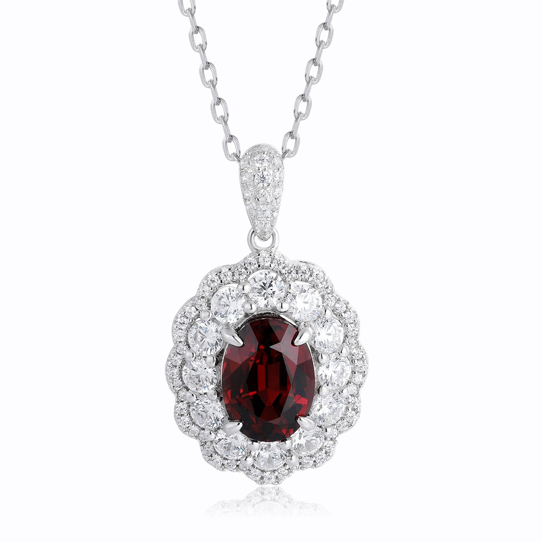 Pirmiana Fashion 3ct Natural Garnet Necklace S925 Silver Jewelry Engagement Gift Women