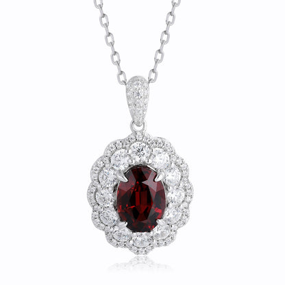 Pirmiana Fashion 3ct Natural Garnet Necklace S925 Silver Jewelry Engagement Gift Women