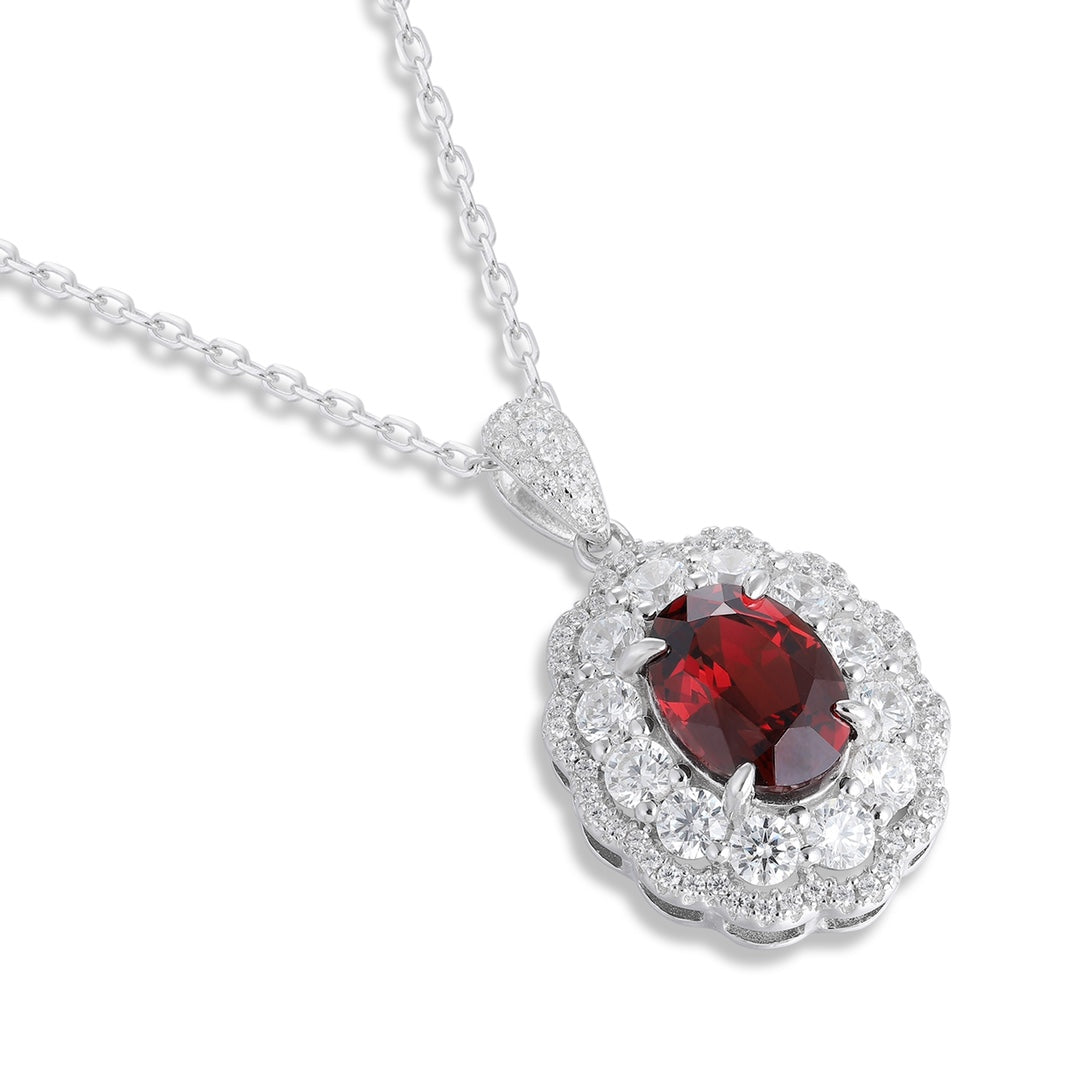 Pirmiana Fashion 3ct Natural Garnet Necklace S925 Silver Jewelry Engagement Gift Women