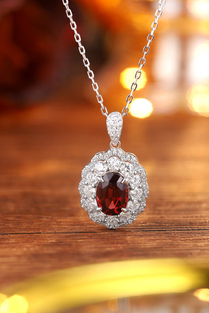 Pirmiana Fashion 3ct Natural Garnet Necklace S925 Silver Jewelry Engagement Gift Women