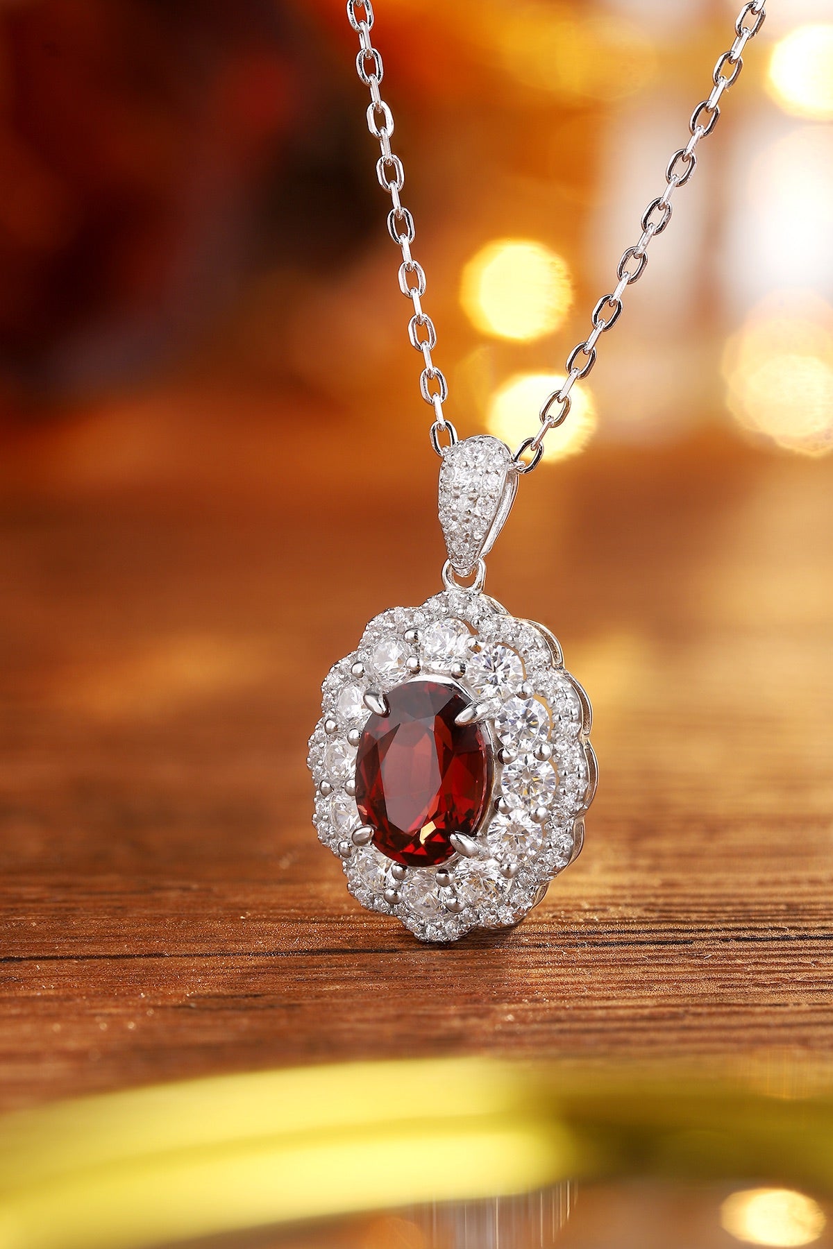 Pirmiana Fashion 3ct Natural Garnet Necklace S925 Silver Jewelry Engagement Gift Women