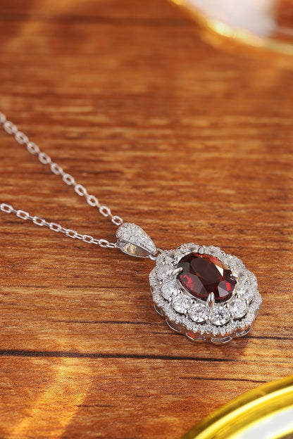 Pirmiana Fashion 3ct Natural Garnet Necklace S925 Silver Jewelry Engagement Gift Women