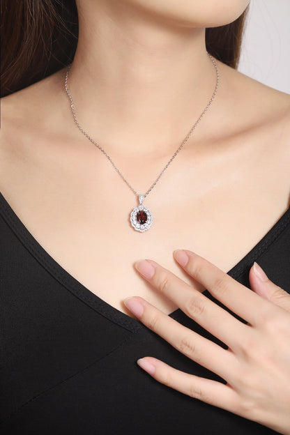 Pirmiana Fashion 3ct Natural Garnet Necklace S925 Silver Jewelry Engagement Gift Women