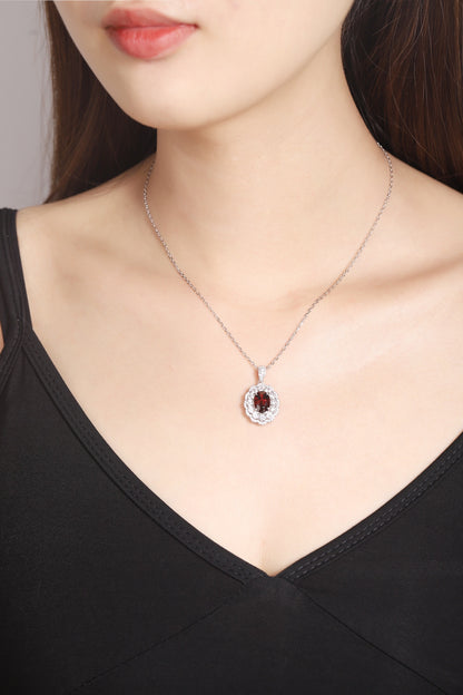 Pirmiana Fashion 3ct Natural Garnet Necklace S925 Silver Jewelry Engagement Gift Women