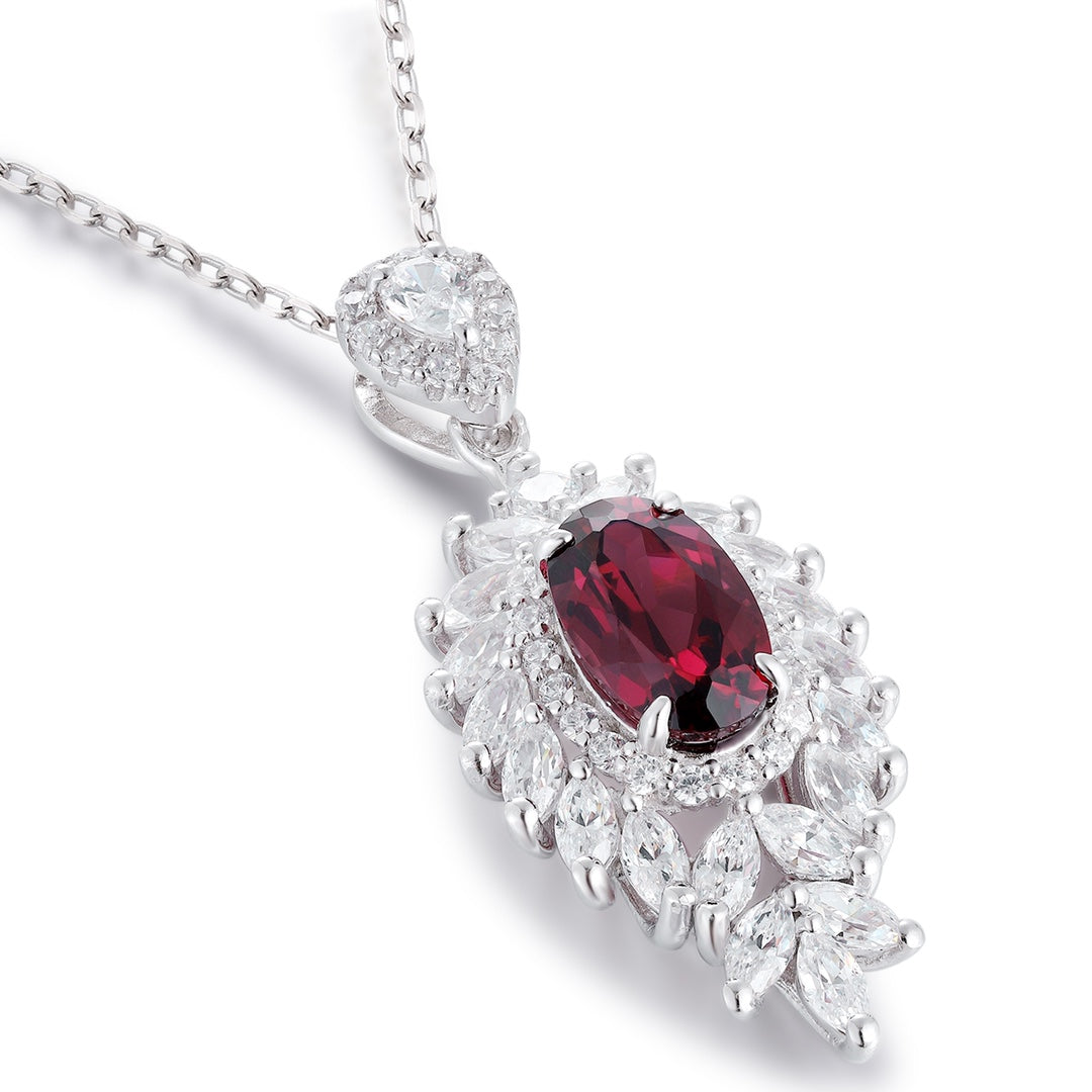 Pirmiana Fashion 2.56ct Natural Garnet Necklace S925 Silver Jewelry Engagement Gift Women