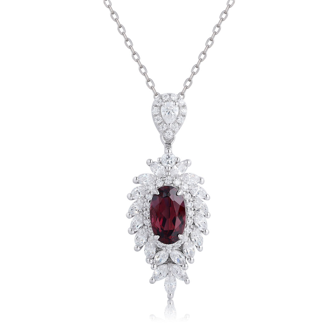 Pirmiana Fashion 2.56ct Natural Garnet Necklace S925 Silver Jewelry Engagement Gift Women