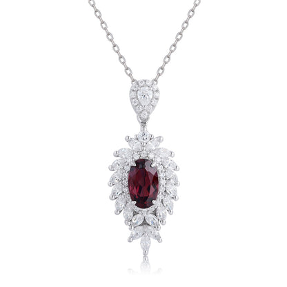 Pirmiana Fashion 2.56ct Natural Garnet Necklace S925 Silver Jewelry Engagement Gift Women