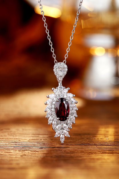 Pirmiana Fashion 2.56ct Natural Garnet Necklace S925 Silver Jewelry Engagement Gift Women