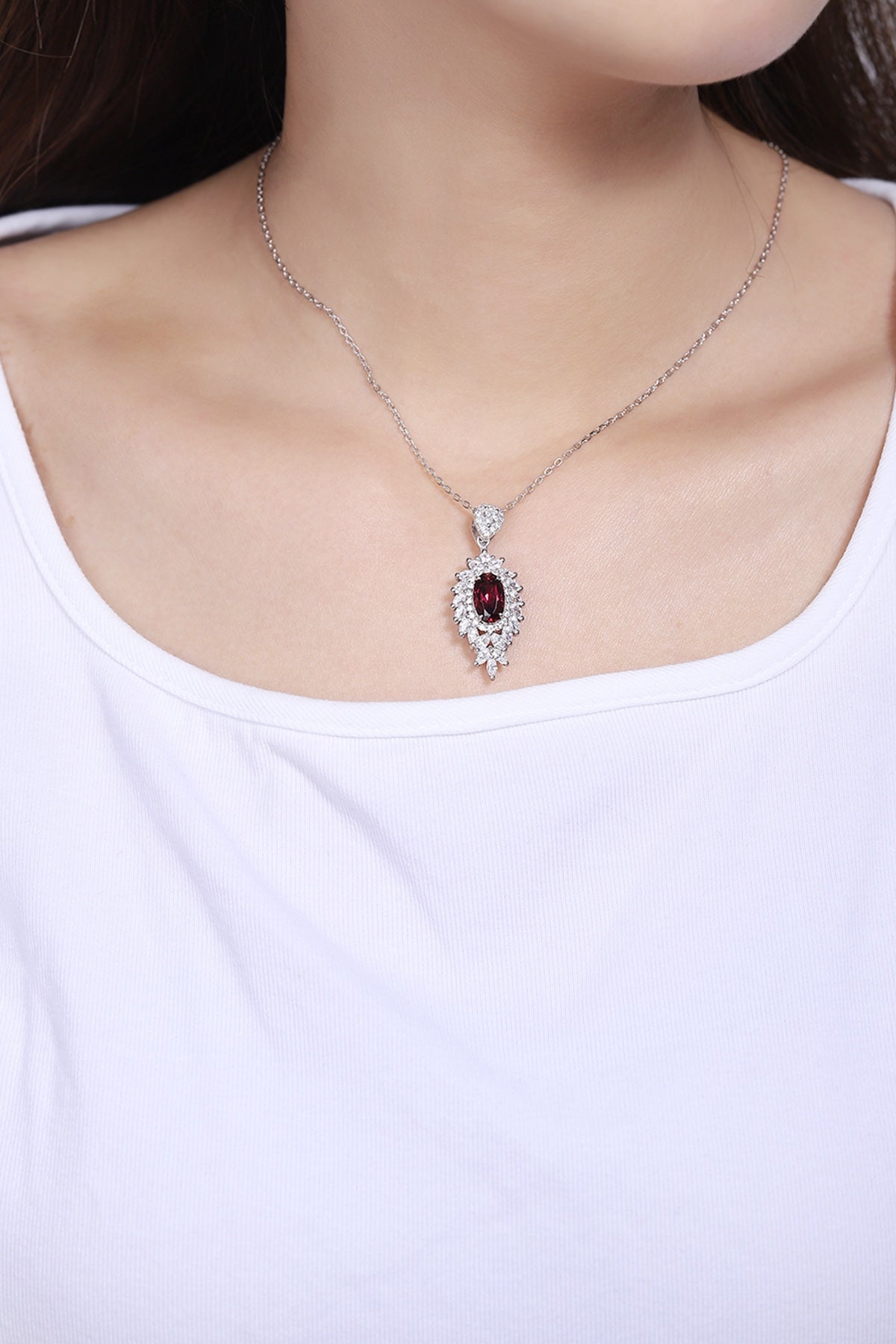 Pirmiana Fashion 2.56ct Natural Garnet Necklace S925 Silver Jewelry Engagement Gift Women