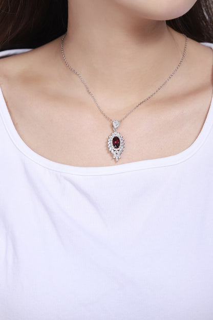 Pirmiana Fashion 2.56ct Natural Garnet Necklace S925 Silver Jewelry Engagement Gift Women