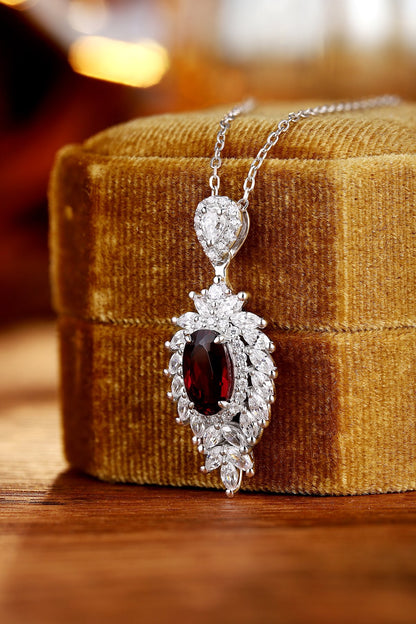 Pirmiana Fashion 2.56ct Natural Garnet Necklace S925 Silver Jewelry Engagement Gift Women