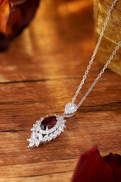 Pirmiana Fashion 2.56ct Natural Garnet Necklace S925 Silver Jewelry Engagement Gift Women