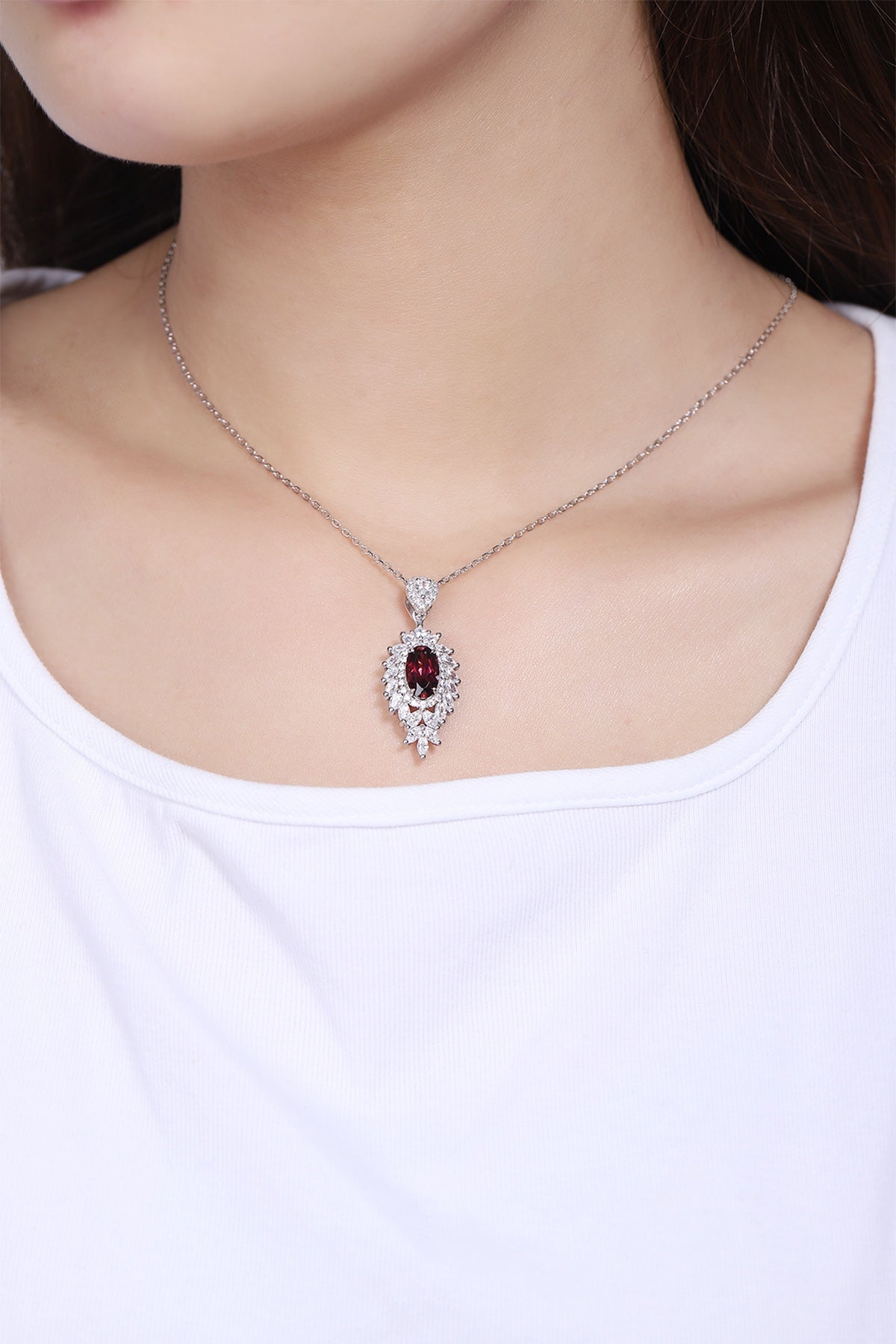 Pirmiana Fashion 2.56ct Natural Garnet Necklace S925 Silver Jewelry Engagement Gift Women
