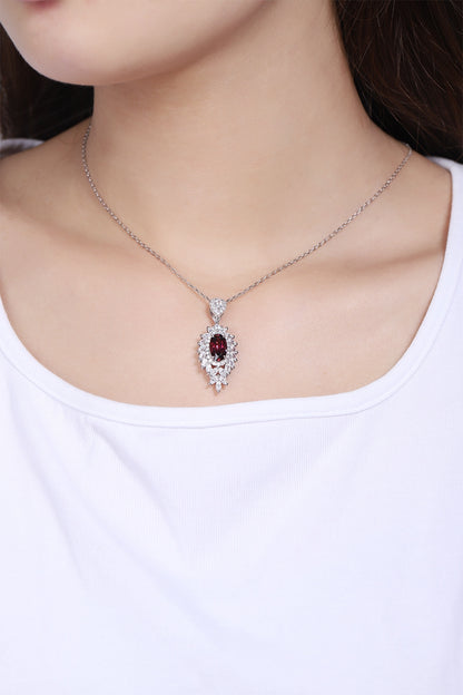 Pirmiana Fashion 2.56ct Natural Garnet Necklace S925 Silver Jewelry Engagement Gift Women