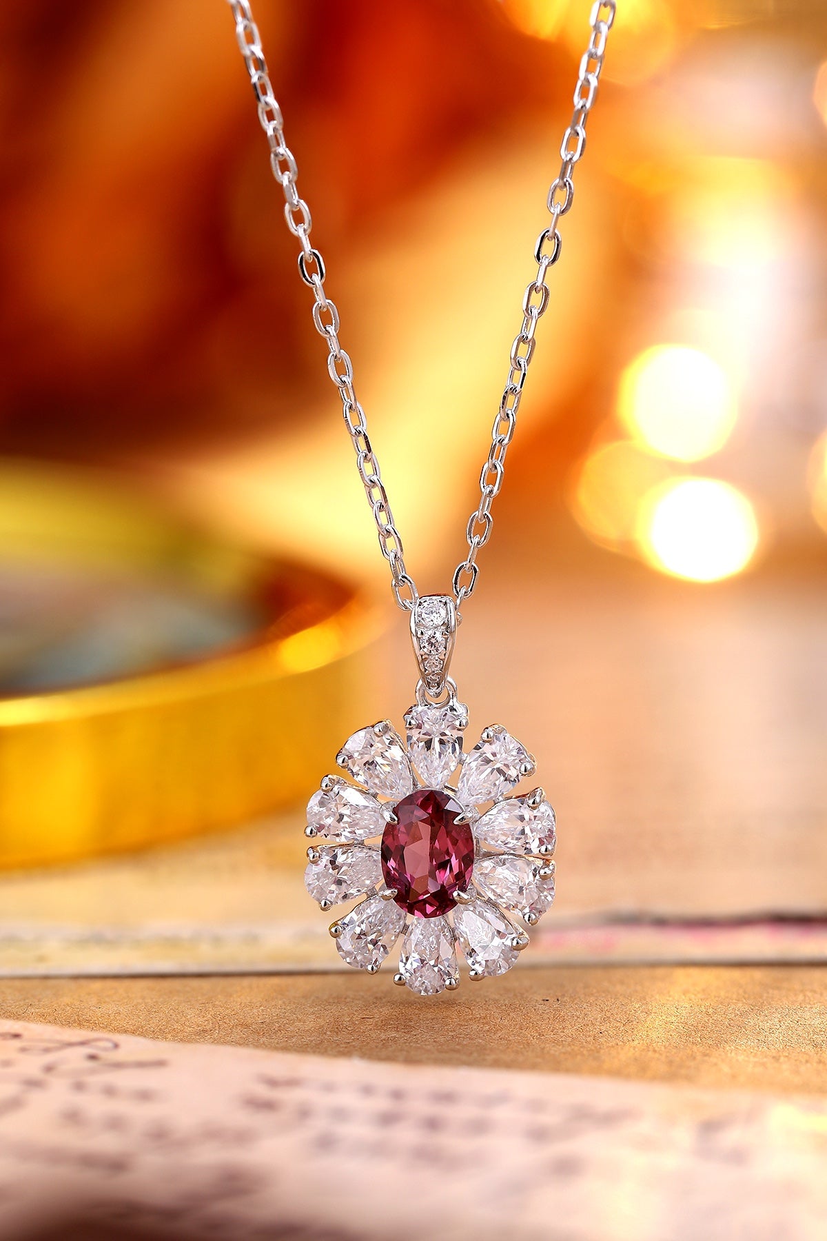 Pirmiana Fashion 1ct Natural Garnet Necklace S925 Silver Jewelry Engagement Gift Women