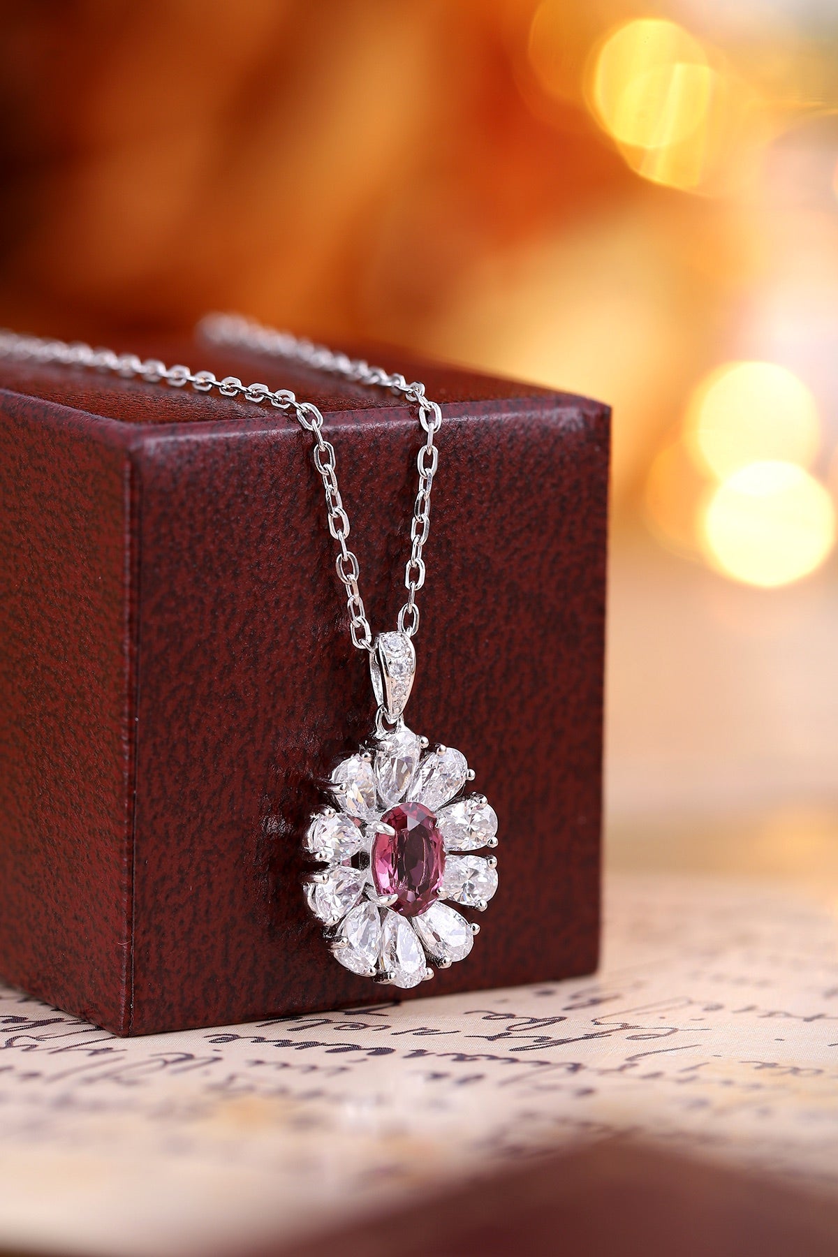 Pirmiana Fashion 1ct Natural Garnet Necklace S925 Silver Jewelry Engagement Gift Women