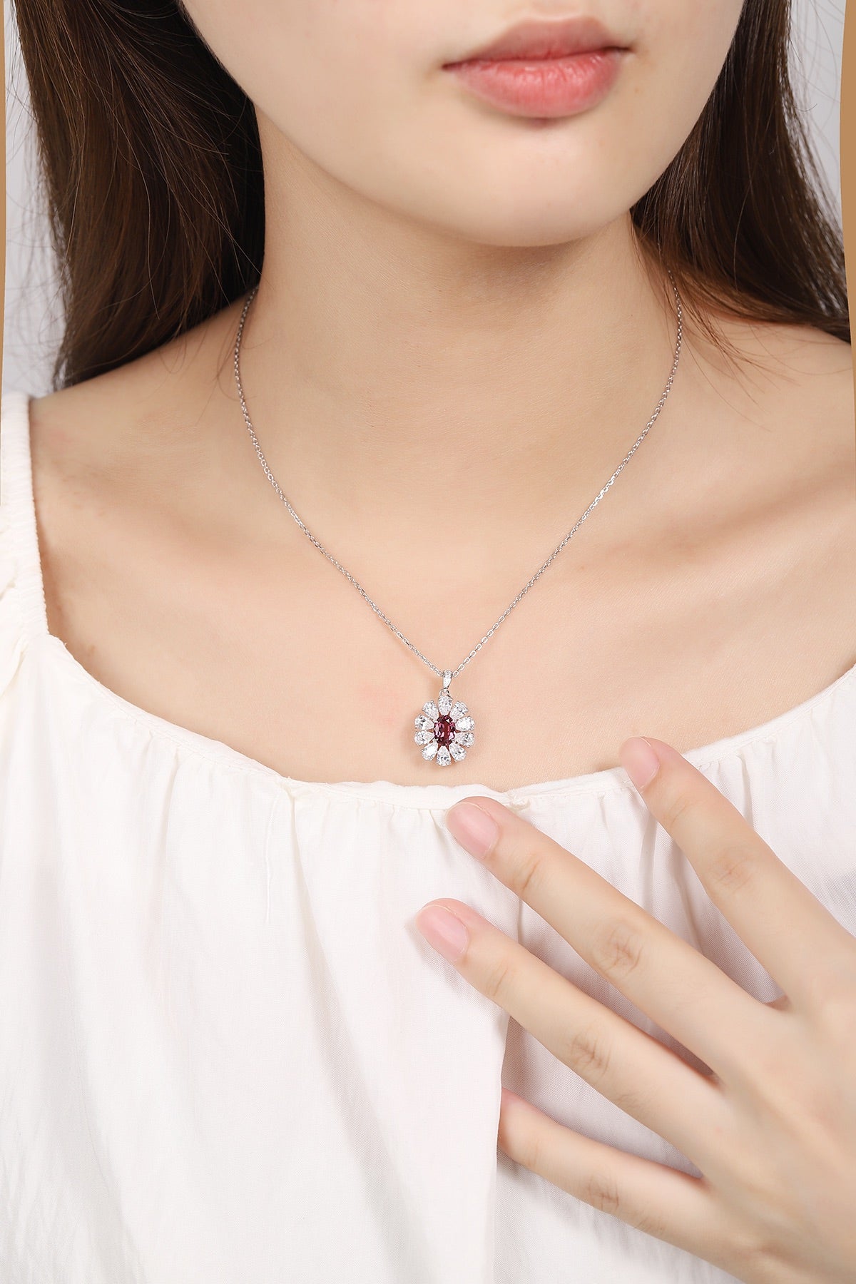 Pirmiana Fashion 1ct Natural Garnet Necklace S925 Silver Jewelry Engagement Gift Women