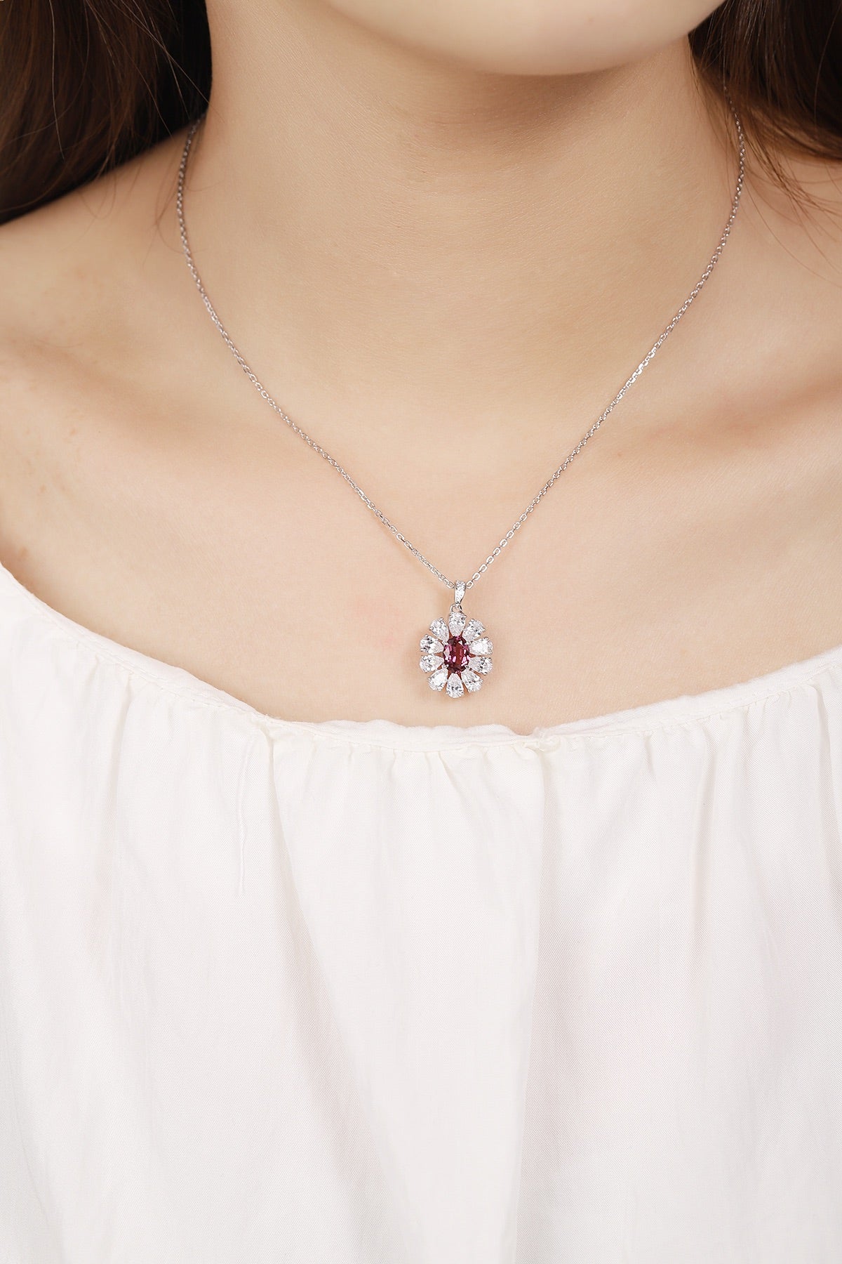 Pirmiana Fashion 1ct Natural Garnet Necklace S925 Silver Jewelry Engagement Gift Women