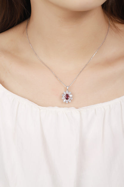 Pirmiana Fashion 1ct Natural Garnet Necklace S925 Silver Jewelry Engagement Gift Women