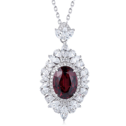 Pirmiana Fashion 18.68ct Natural Garnet Necklace S925 Silver Jewelry Engagement Gift Women