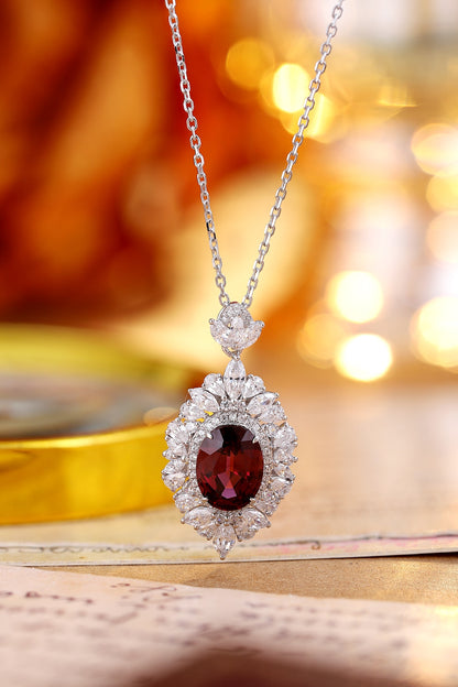 Pirmiana Fashion 18.68ct Natural Garnet Necklace S925 Silver Jewelry Engagement Gift Women