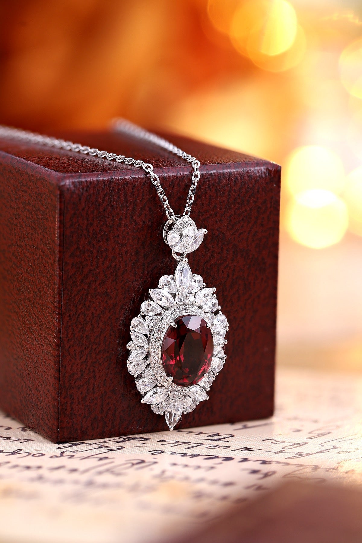 Pirmiana Fashion 18.68ct Natural Garnet Necklace S925 Silver Jewelry Engagement Gift Women