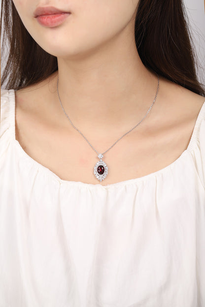 Pirmiana Fashion 18.68ct Natural Garnet Necklace S925 Silver Jewelry Engagement Gift Women