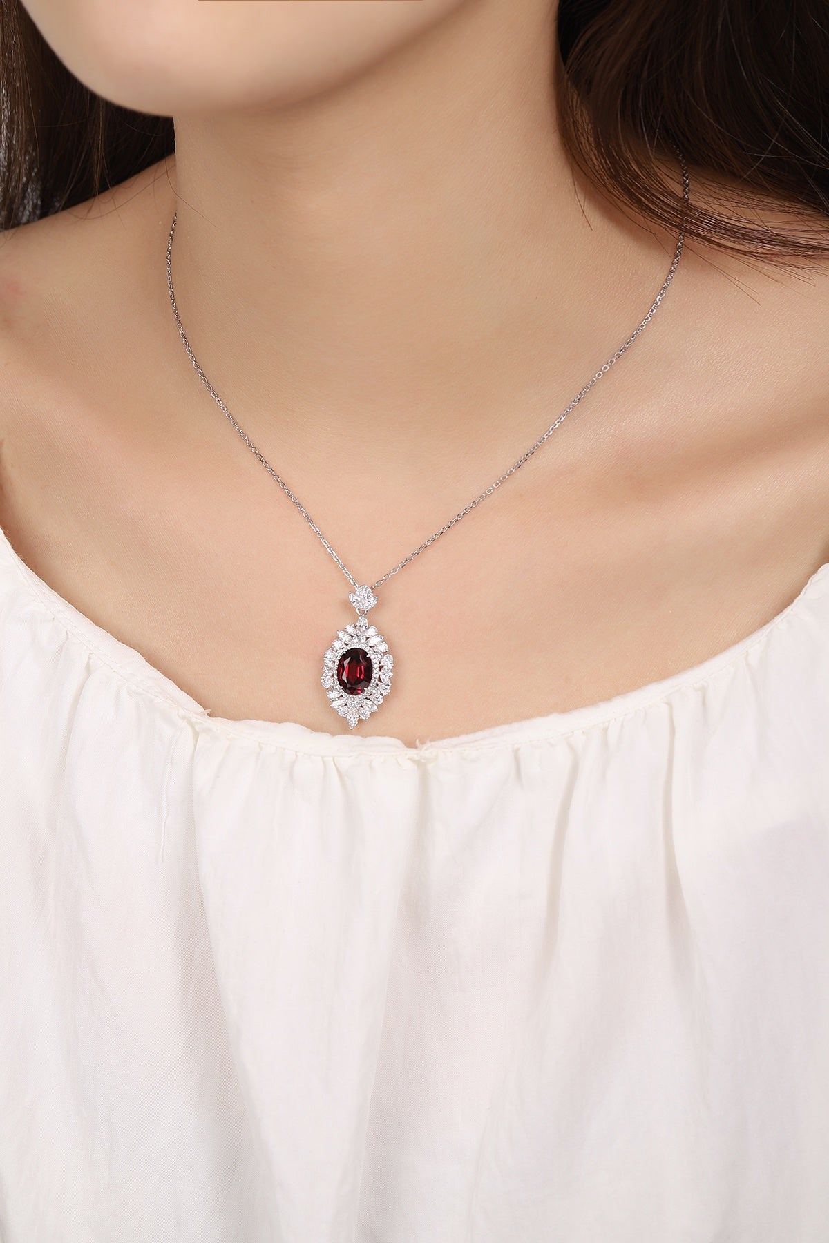 Pirmiana Fashion 18.68ct Natural Garnet Necklace S925 Silver Jewelry Engagement Gift Women