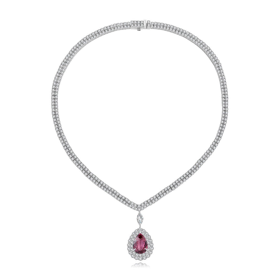Pirmiana Fashion 5.55ct Natural Garnet Necklace S925 Silver Jewelry Engagement Gift Women