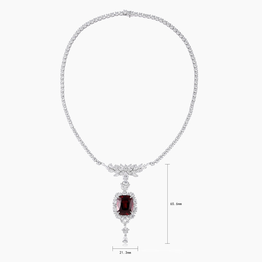 Pirmiana Fashion 20.35ct Natural Garnet Necklace S925 Silver Jewelry Engagement Gift Women