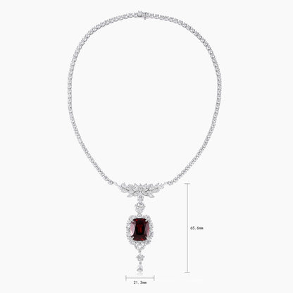 Pirmiana Fashion 20.35ct Natural Garnet Necklace S925 Silver Jewelry Engagement Gift Women
