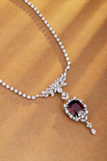 Pirmiana Fashion 20.35ct Natural Garnet Necklace S925 Silver Jewelry Engagement Gift Women
