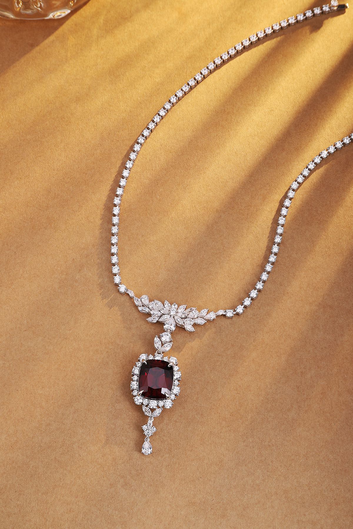 Pirmiana Fashion 20.35ct Natural Garnet Necklace S925 Silver Jewelry Engagement Gift Women