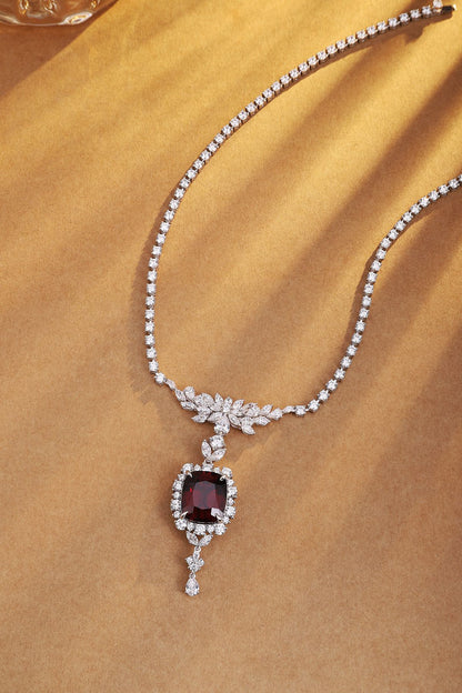 Pirmiana Fashion 20.35ct Natural Garnet Necklace S925 Silver Jewelry Engagement Gift Women