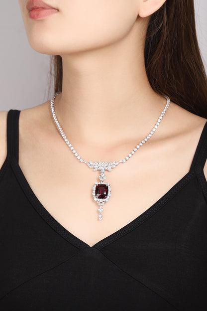 Pirmiana Fashion 20.35ct Natural Garnet Necklace S925 Silver Jewelry Engagement Gift Women