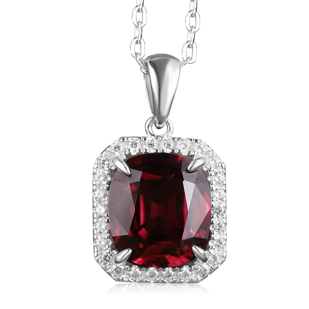 Pirmiana Fashion 4.06ct Natural Garnet Necklace S925 Silver Jewelry Engagement Gift Women