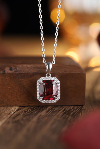 Pirmiana Fashion 4.06ct Natural Garnet Necklace S925 Silver Jewelry Engagement Gift Women