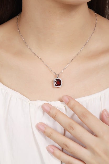 Pirmiana Fashion 4.06ct Natural Garnet Necklace S925 Silver Jewelry Engagement Gift Women