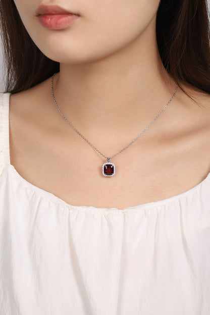 Pirmiana Fashion 4.06ct Natural Garnet Necklace S925 Silver Jewelry Engagement Gift Women